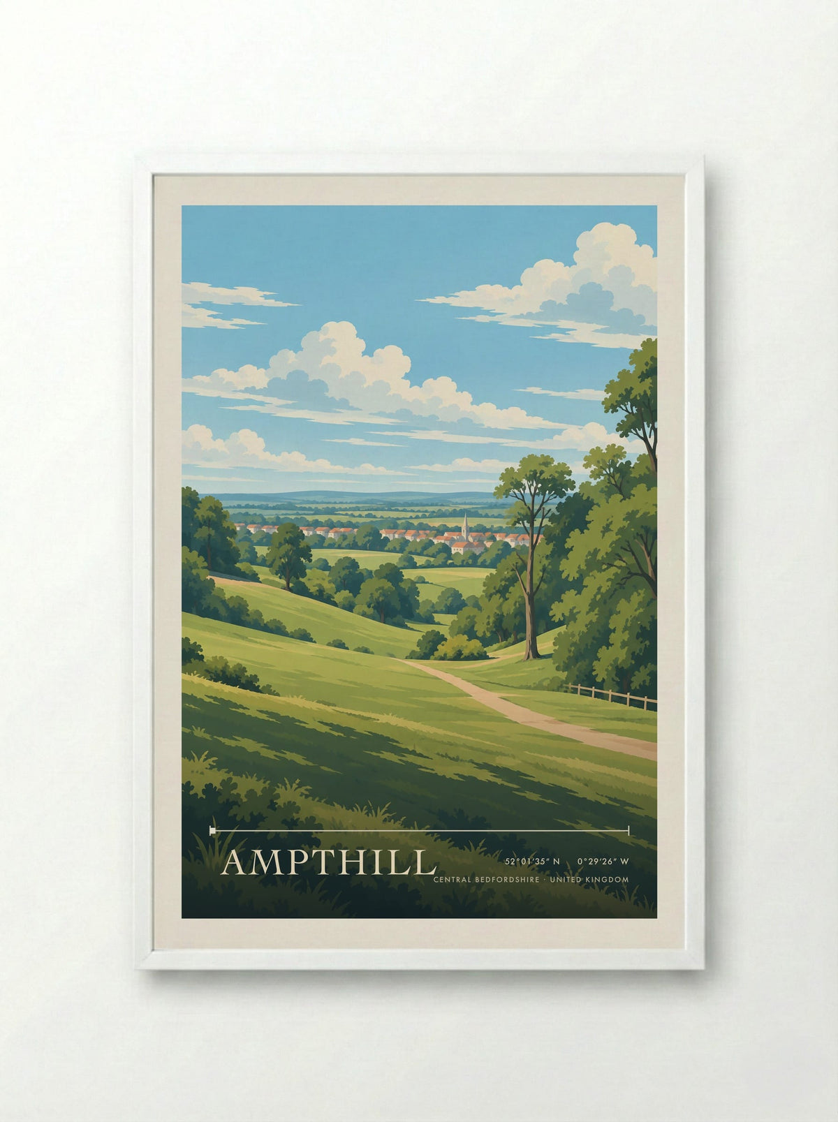 Ampthill, Central Bedfordshire | Travel Poster - Framed Print White