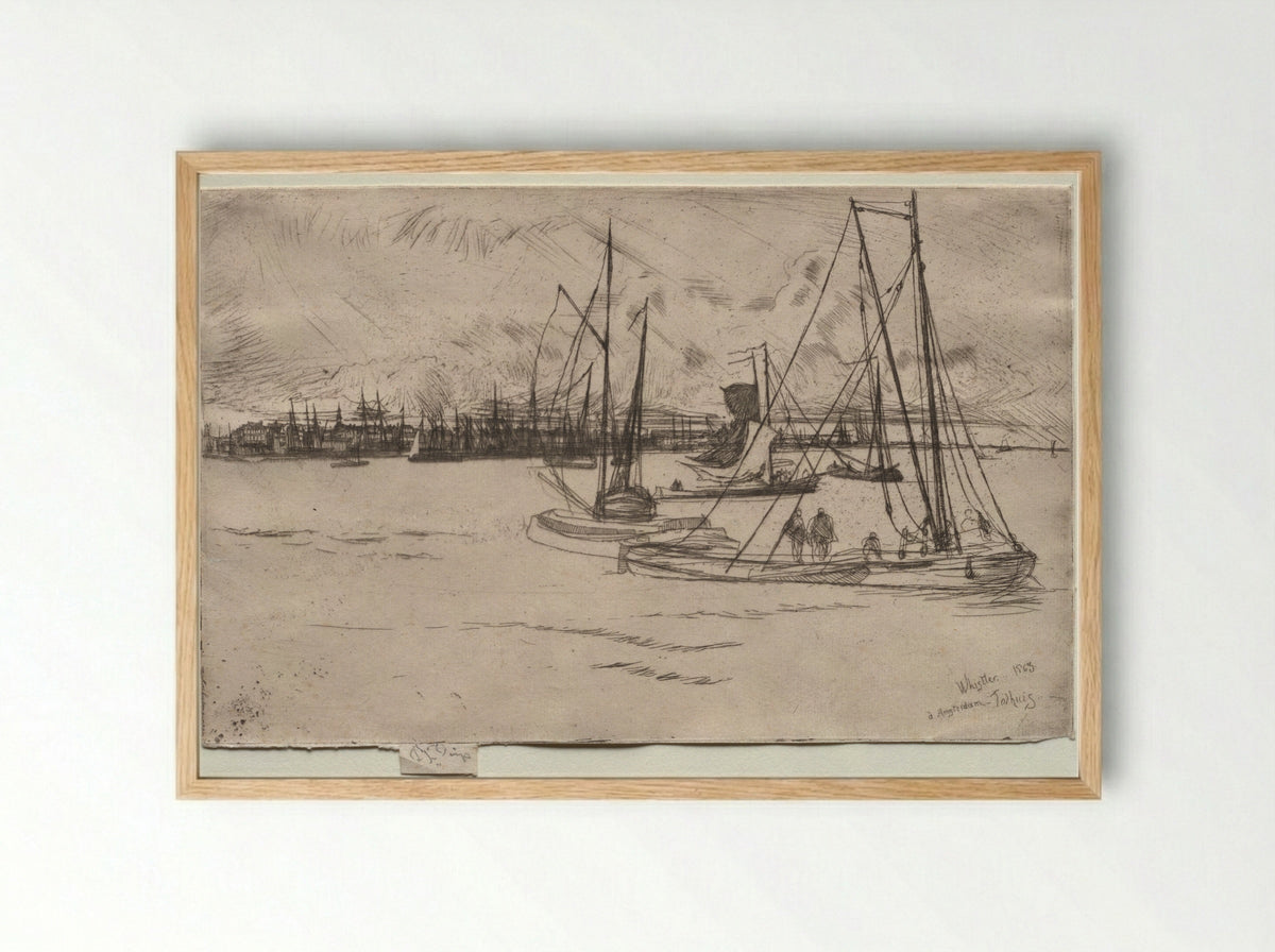 Amsterdam from the Tolhuis - James McNeill Whistler - Framed Print Wood