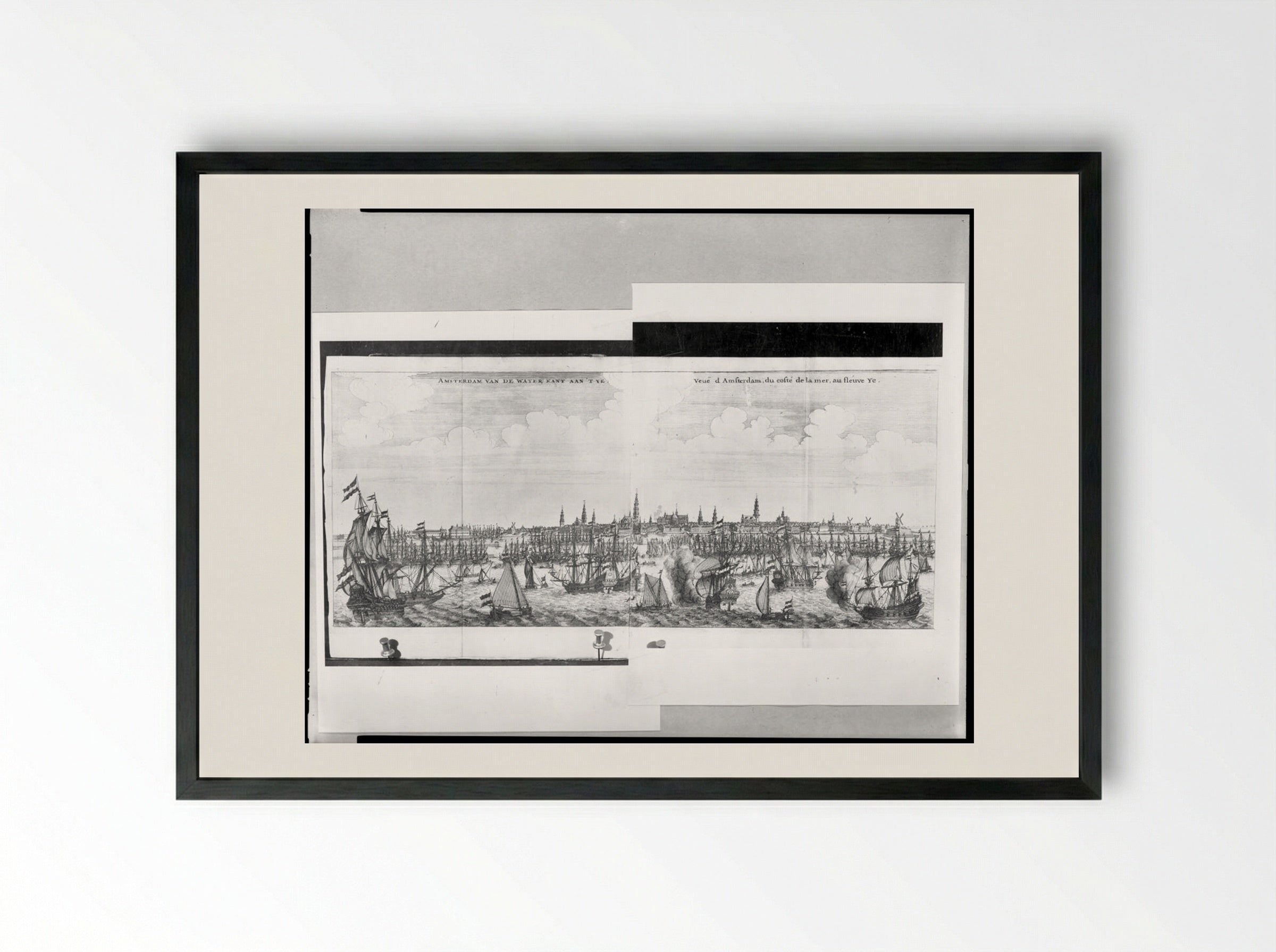 Amsterdam van de Water Kant aan 't Ye - Jan Veenhuysen - Framed Print Black