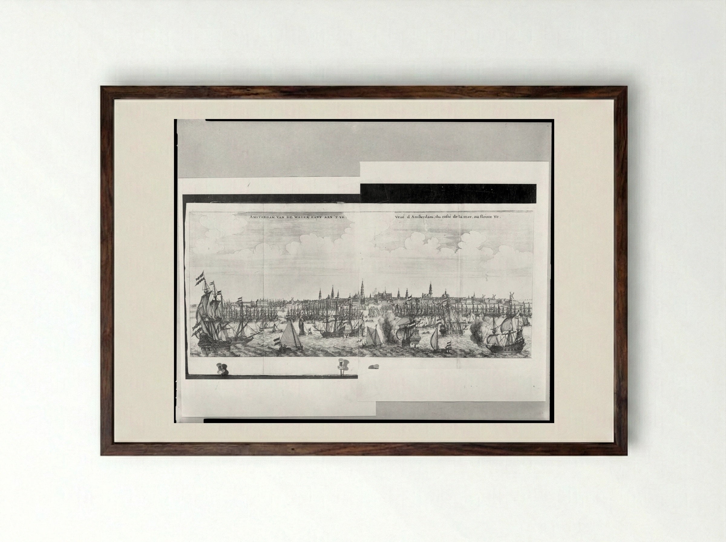 Amsterdam van de Water Kant aan 't Ye - Jan Veenhuysen - Framed Print Dark Wood