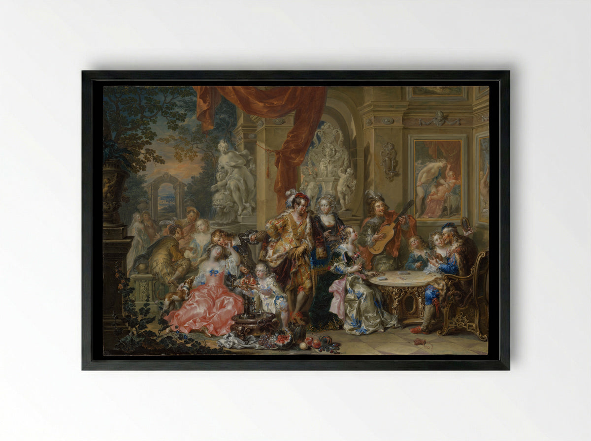 Amusement at the Court - Johann Georg Platzer - Framed Print Black