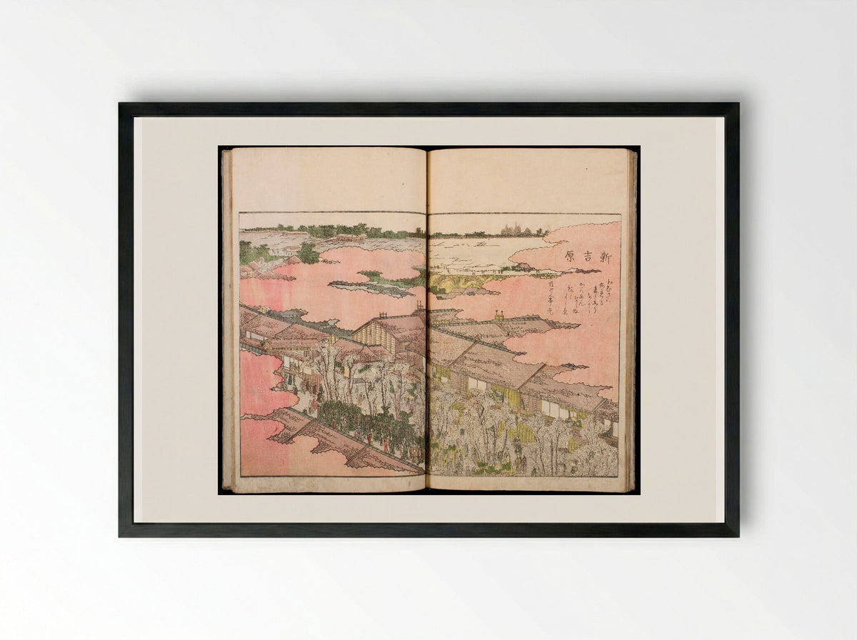 Amusements of the Eastern Capital - Katsushika Hokusai - Framed Print Black