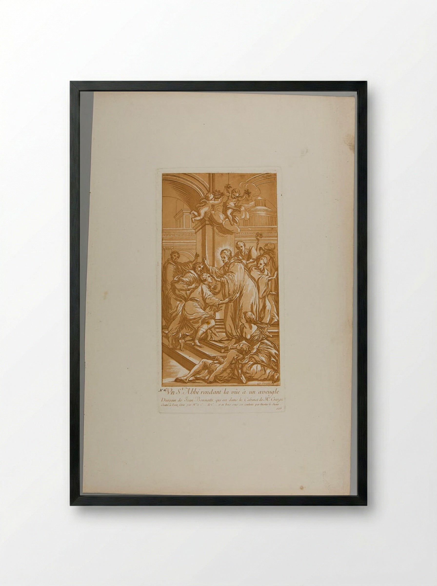 An Abbot-Saint Restoring a Blind Man's Sight - Anne Claude Philippe de Thubières, comte de Caylus - Framed Print Black