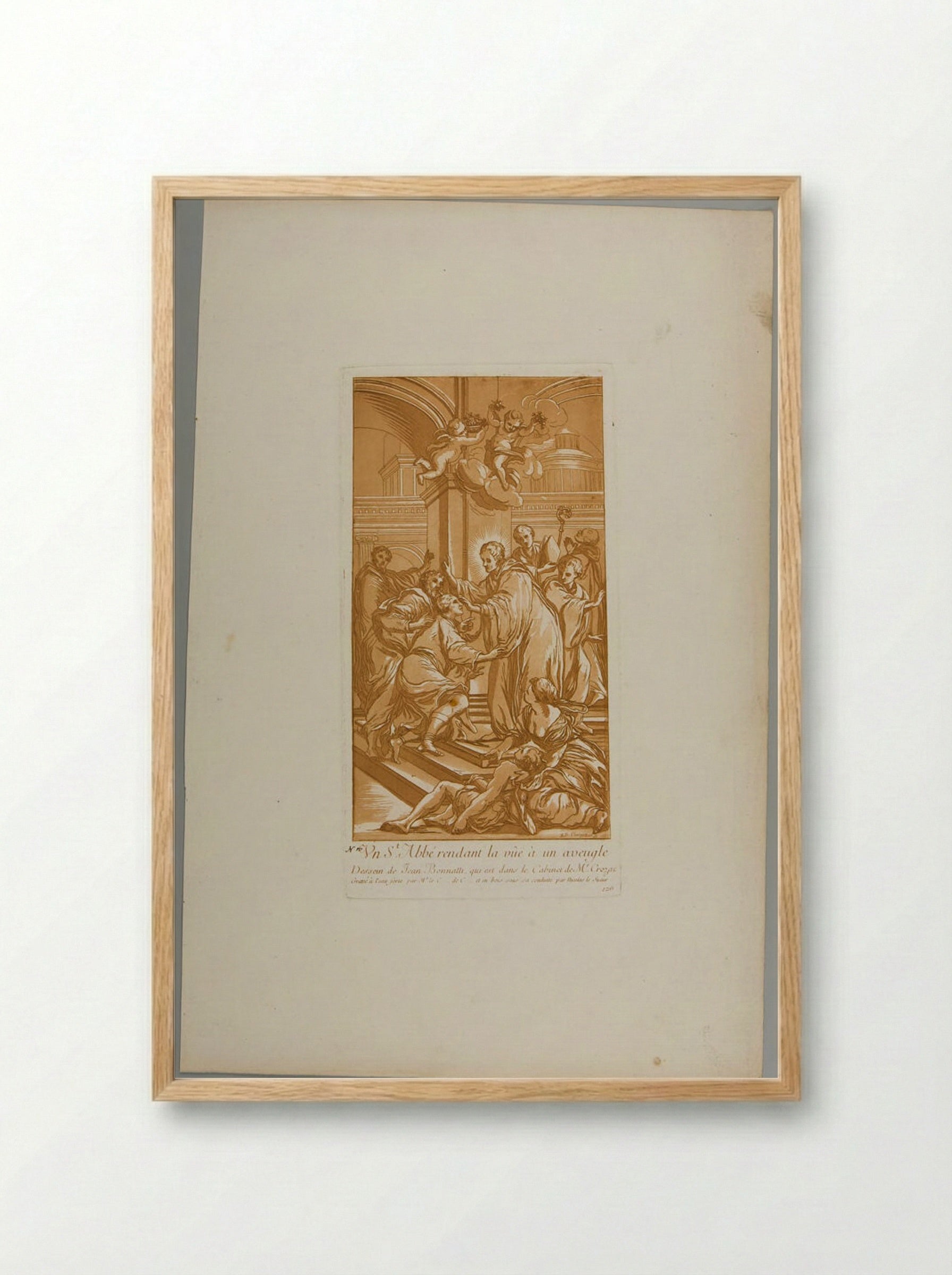 An Abbot-Saint Restoring a Blind Man's Sight - Anne Claude Philippe de Thubières, comte de Caylus - Framed Print Wood