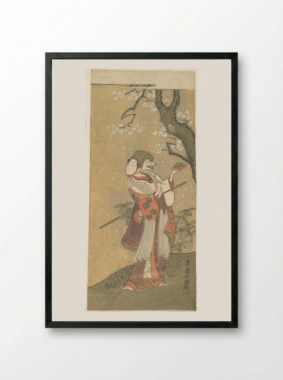 An Actor in the Fox Dance from the Drama, The Thousand Cherry Trees - Ippitsusai Bunchō - Framed Print Black
