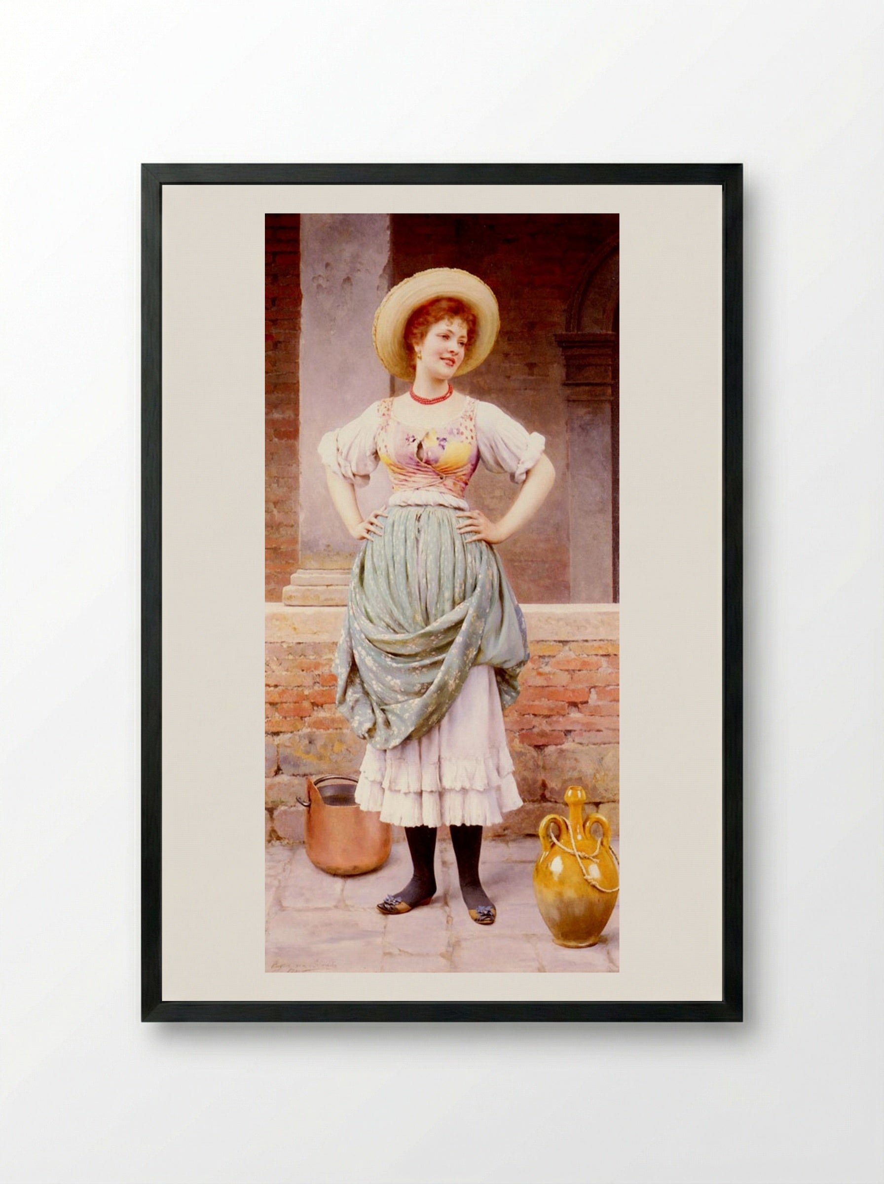 An Affectionate Glance - Eugene de Blaas - Framed Print Black