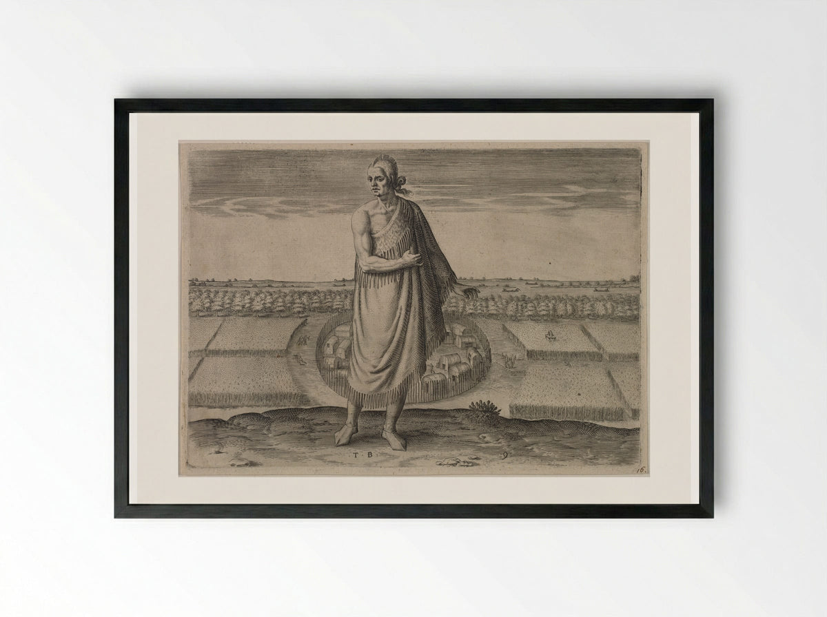 An Aged Man in his Winter Garment - Theodor de Bry - Framed Print Black
