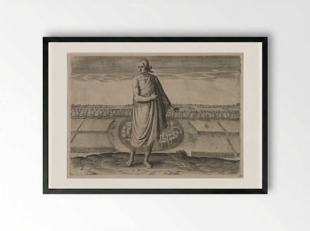 An Aged Man in his Winter Garment - Theodor de Bry - Framed Print Black
