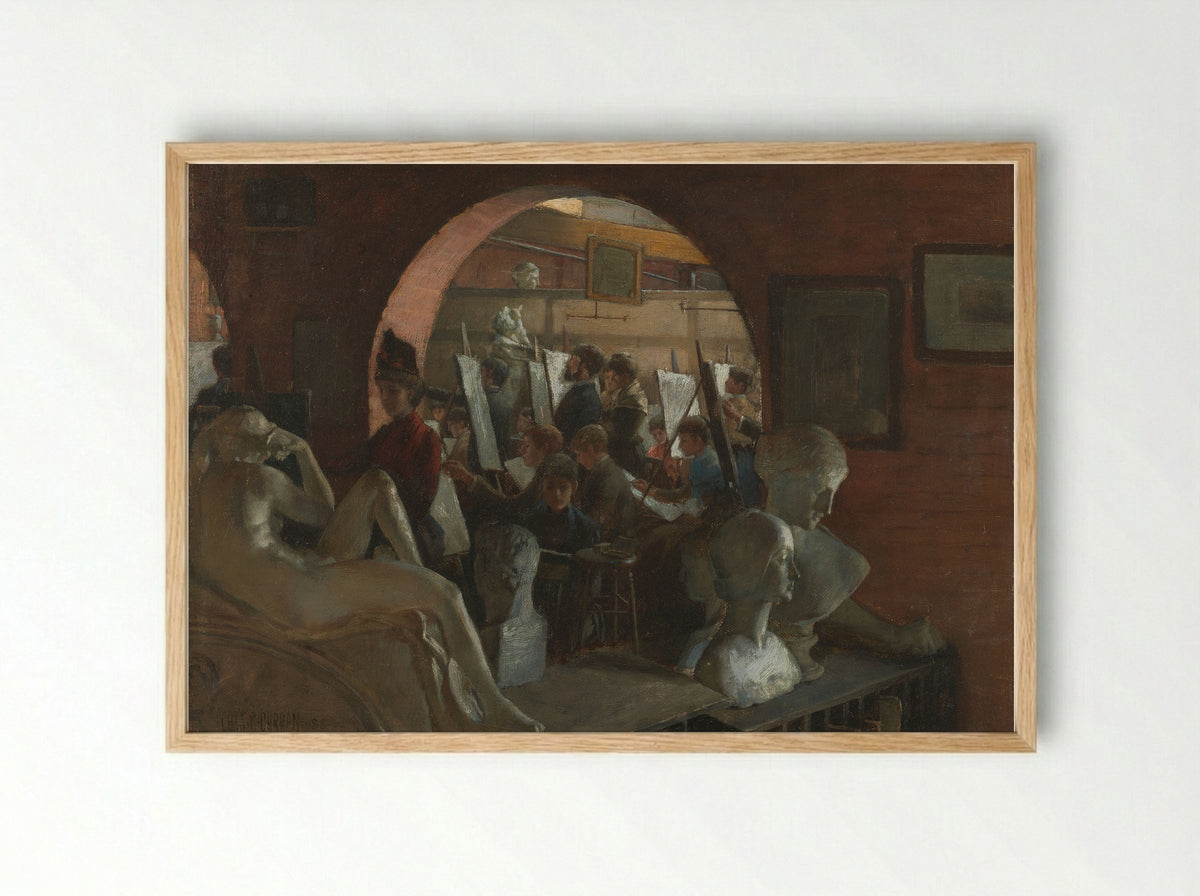 An Alcove in the Art Students' League - Charles Courtney Curran - Framed Print Wood