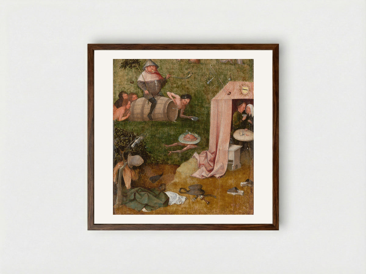 An Allegory of Intemperance - Hieronymus Bosch - Framed Print Dark Wood