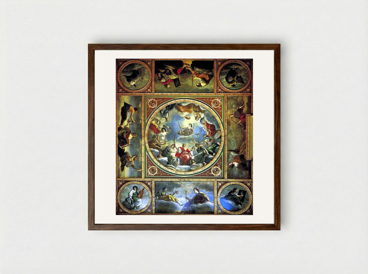 An Allegory of Peace and the Arts under the English Crown - Artemisia Gentileschi - Framed Print Dark Wood