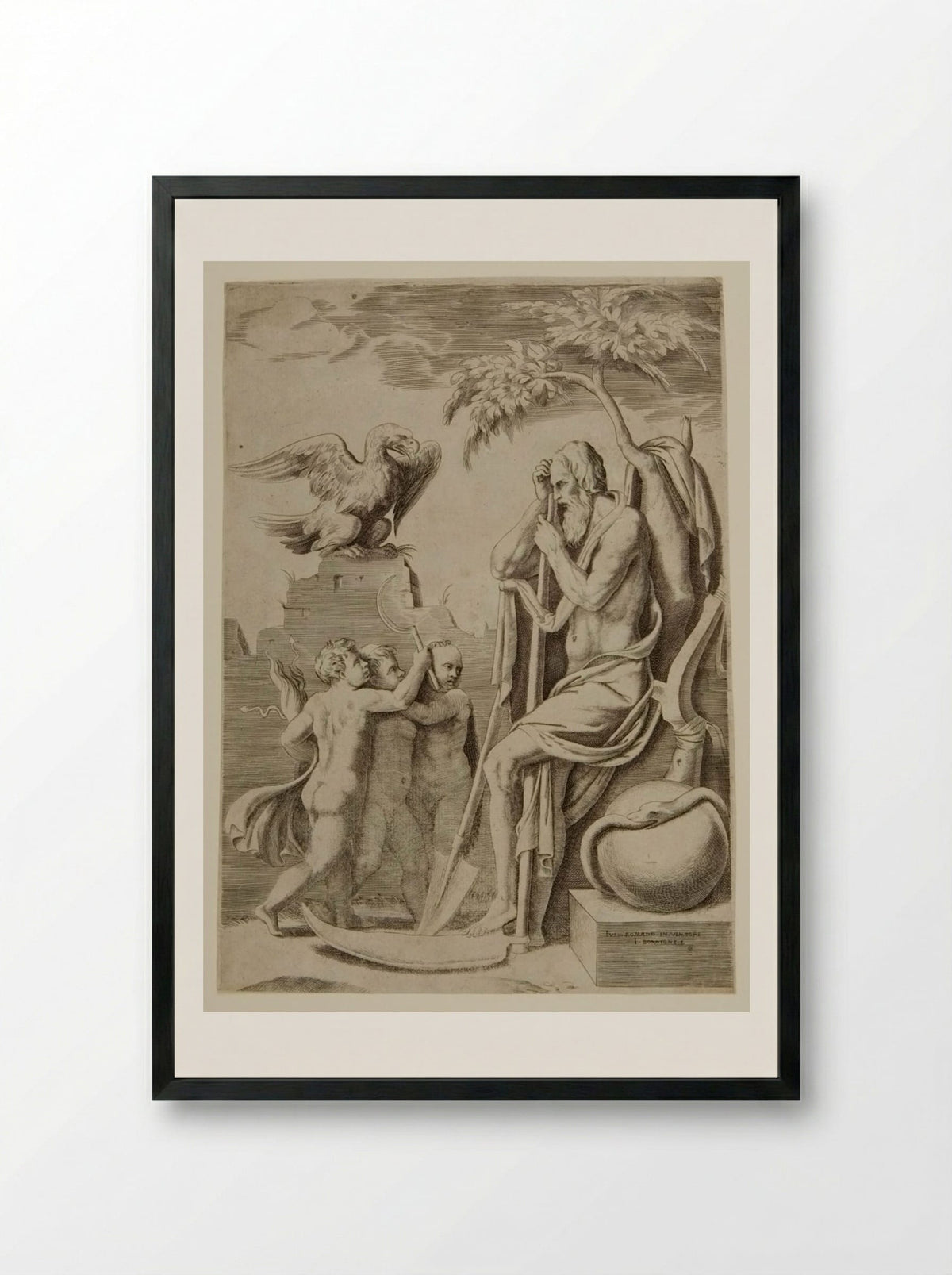 An Allegory of Time - Giulio Bonasone - Framed Print Black
