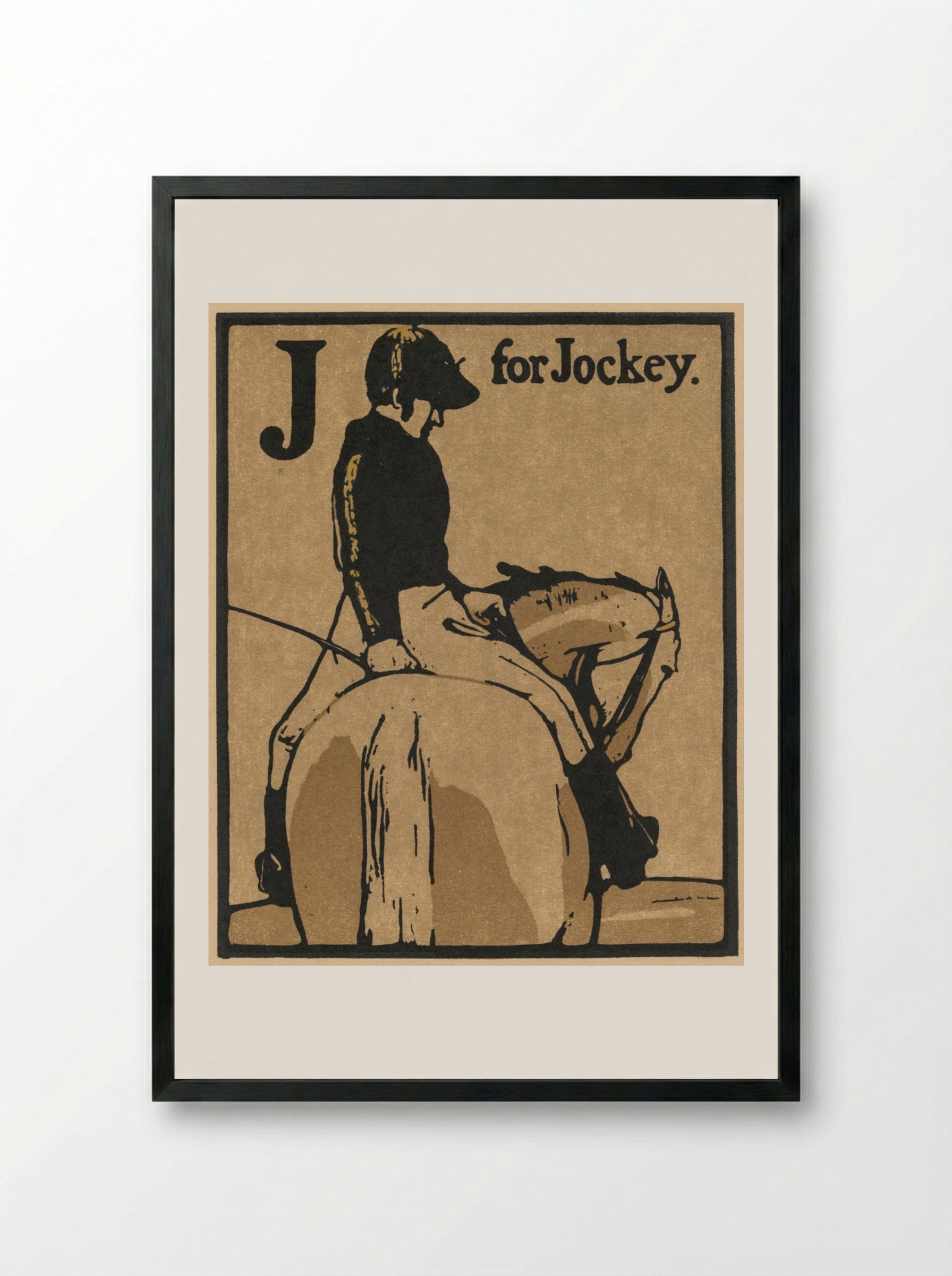 An Alphabet: J for Jockey - William Nicholson - Framed Print Black