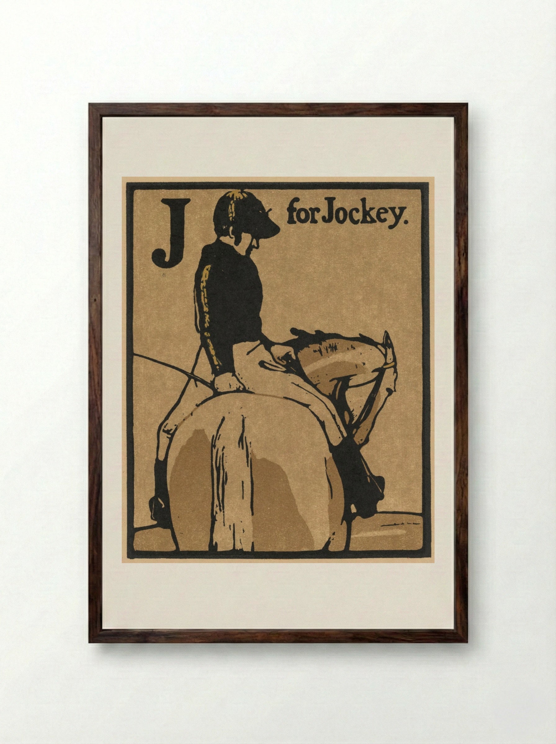 An Alphabet: J for Jockey - William Nicholson - Framed Print Dark Wood