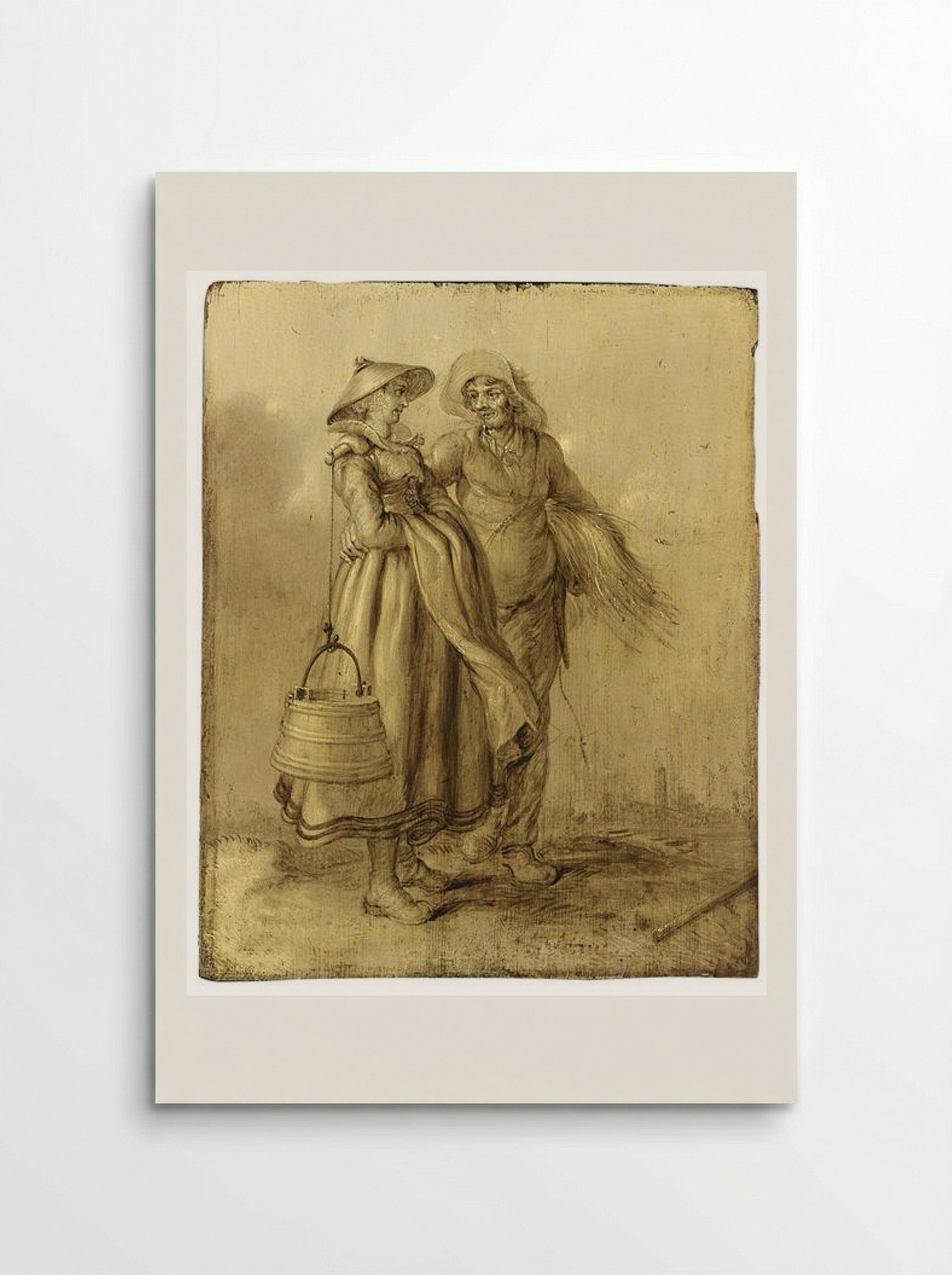 An Amorous Peasant Couple Conversing - Adriaen van de Venne - Poster