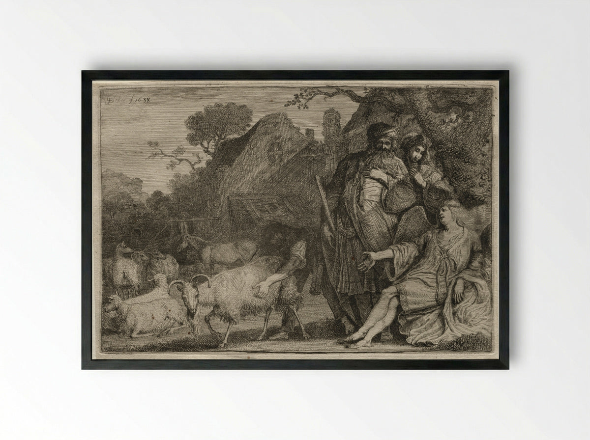 An Angel Foretells the Birth of Abraham's Son - Gerrit Claesz. Bleker - Framed Print Black
