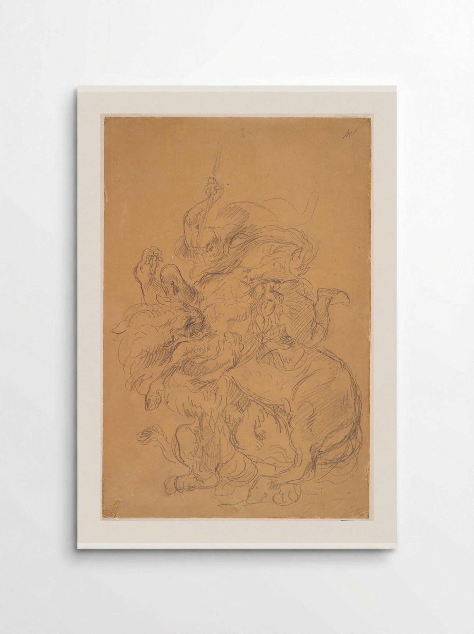 An Arab on Horseback Attacked by a Lion - Ferdinand-Victor-Eugène Delacroix - Poster