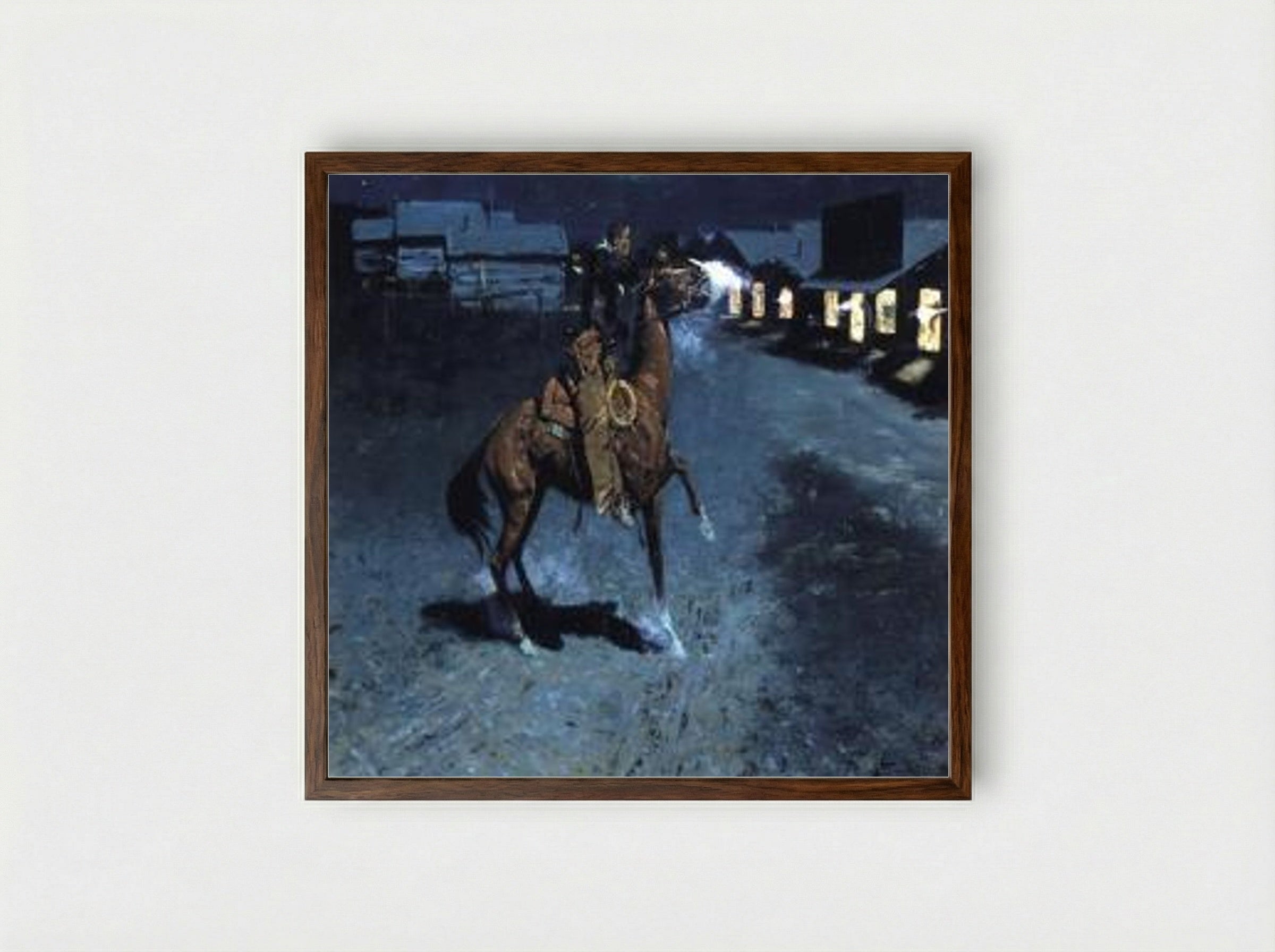 An Argument with the Town Marshall - Frederic Remington - Framed Print Dark Wood
