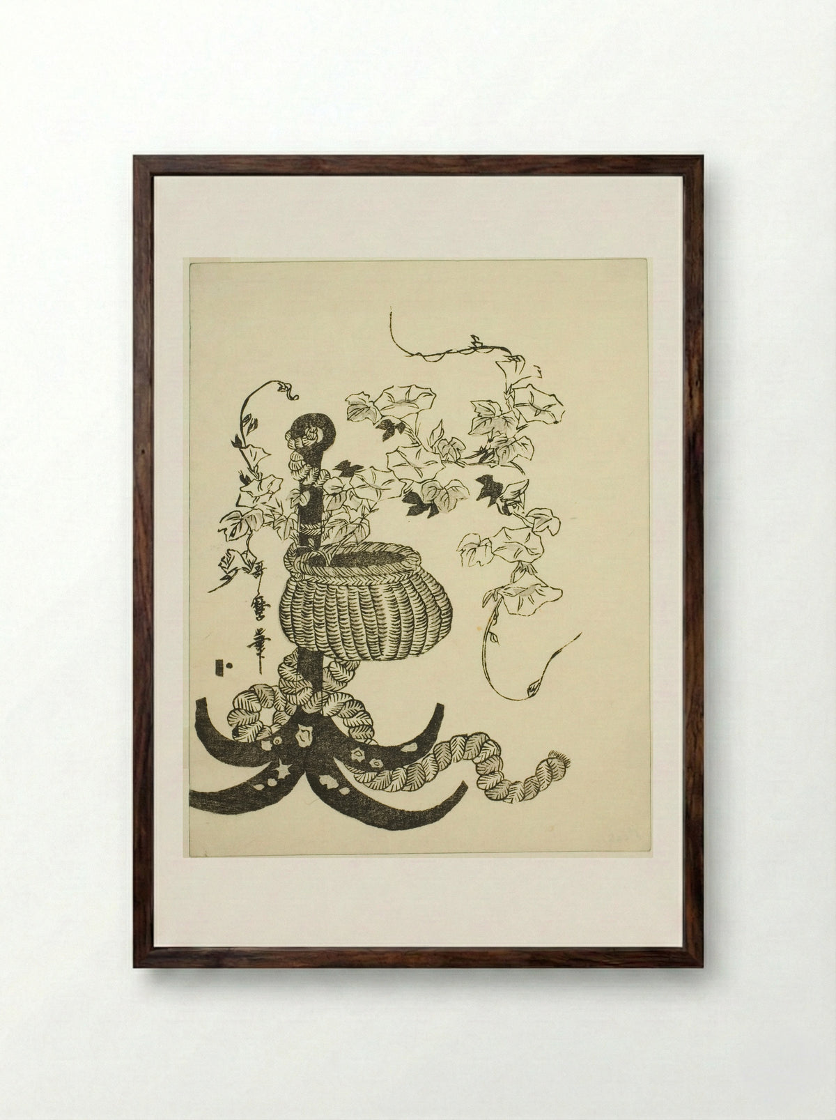 An Arrangement of Morning Glories - Kitagawa Utamaro - Framed Print Dark Wood