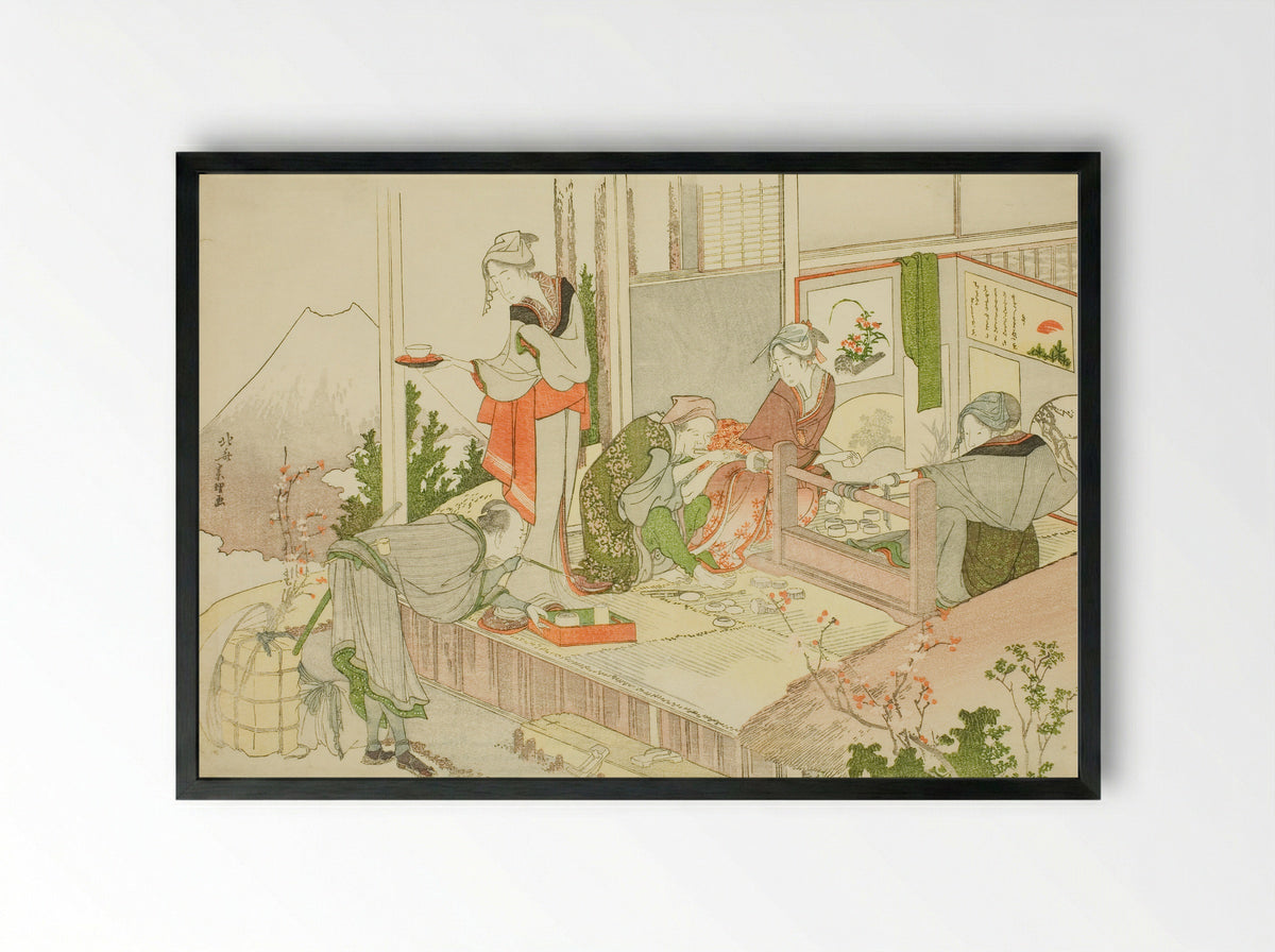 An Artisan’s Shop, from the album The Mist of Sandara - Katsushika Hokusai - Framed Print Black