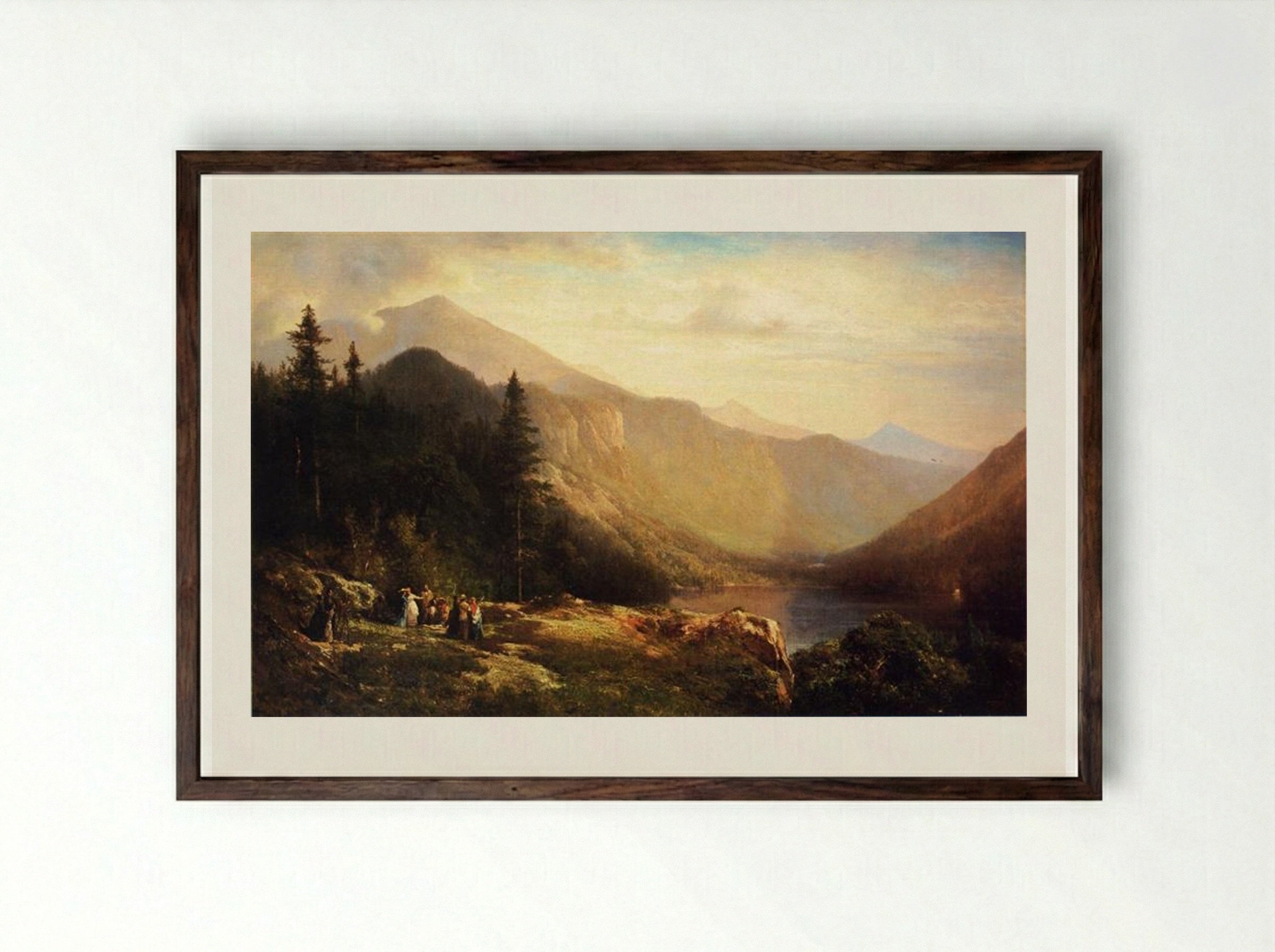 An Artist's View of Mt. Lafayette - Thomas Hill - Framed Print Dark Wood