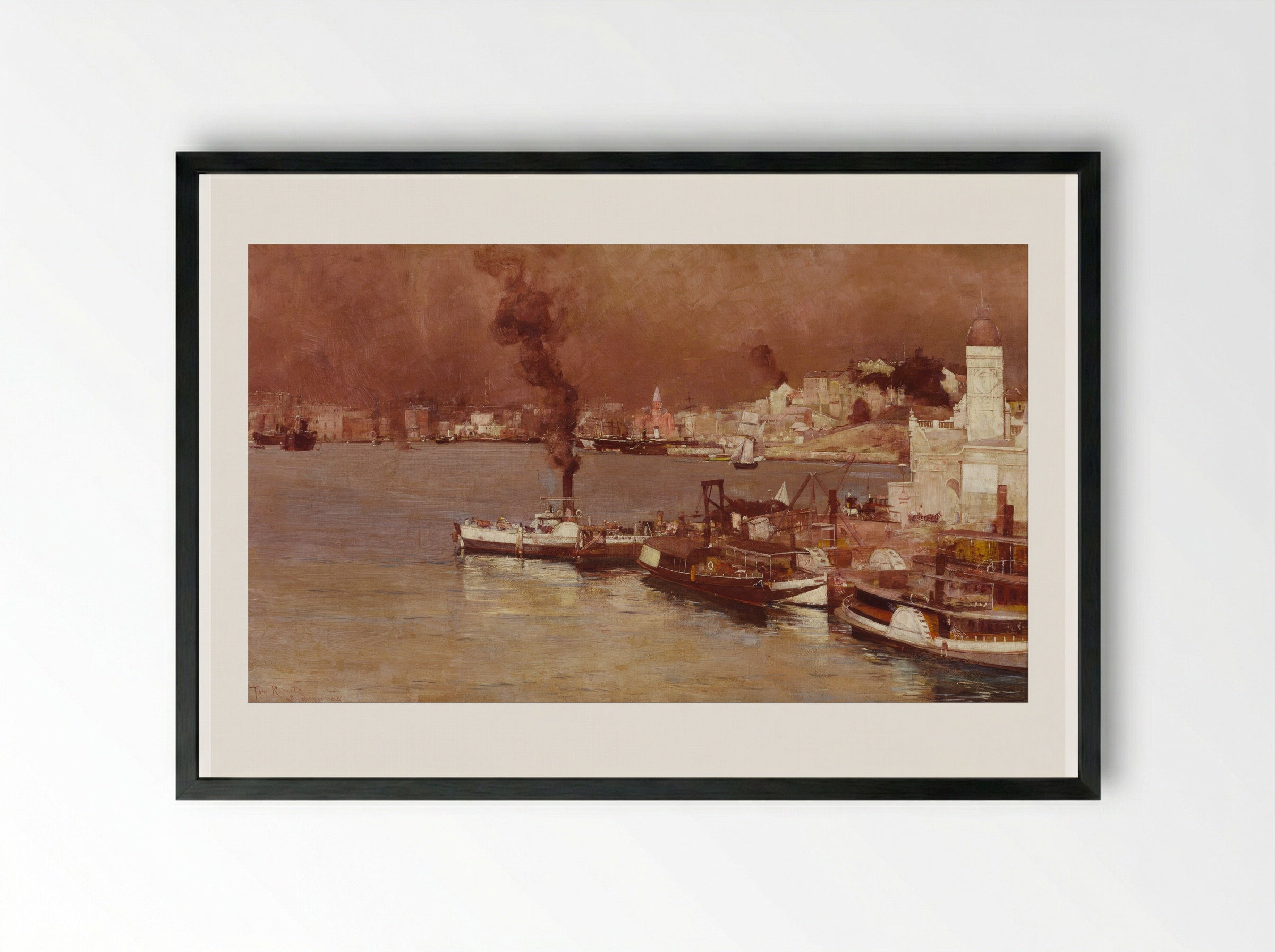 An Autumn Morning, Milson's Point, Sydney - Tom Roberts - Framed Print Black