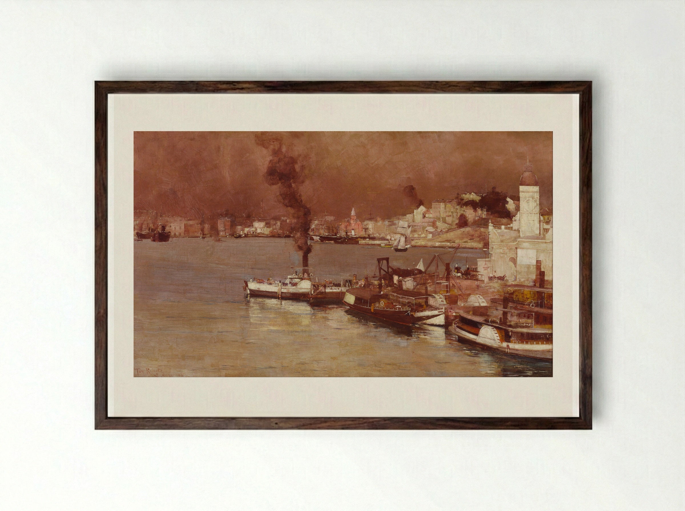 An Autumn Morning, Milson's Point, Sydney - Tom Roberts - Framed Print Dark Wood