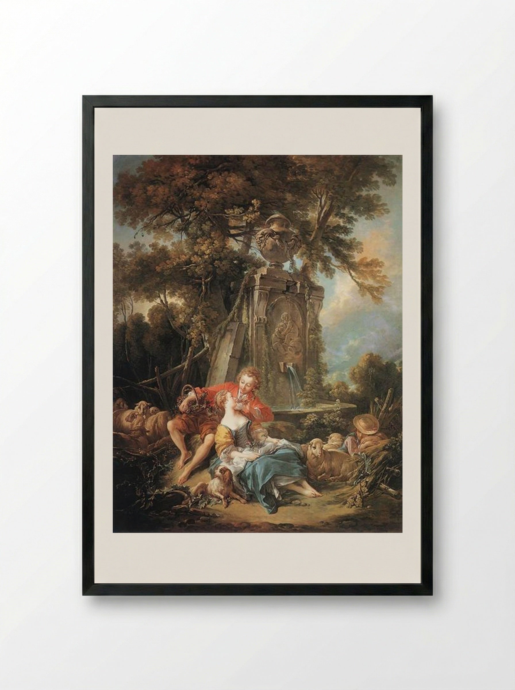 An Autumn Pastoral - Francois Boucher - Framed Print Black
