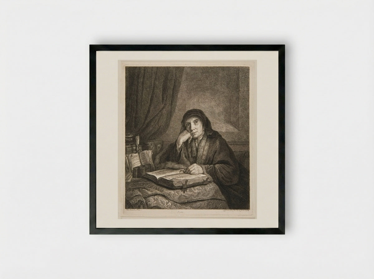 An Elderly Woman - Georg Friedrich Schmidt - Framed Print Black