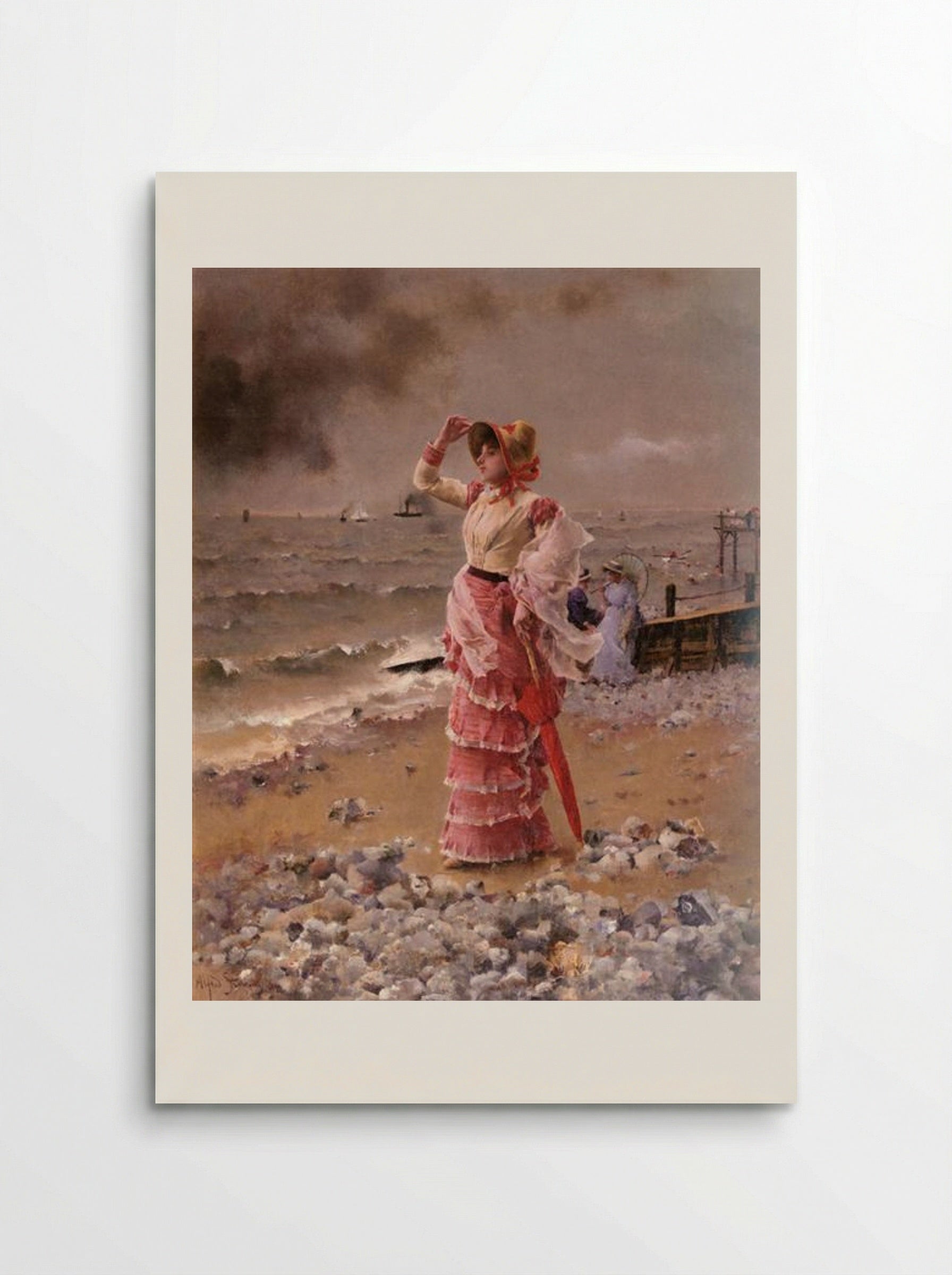 An Elegant Woman on the Beach - Alfred Stevens - Poster