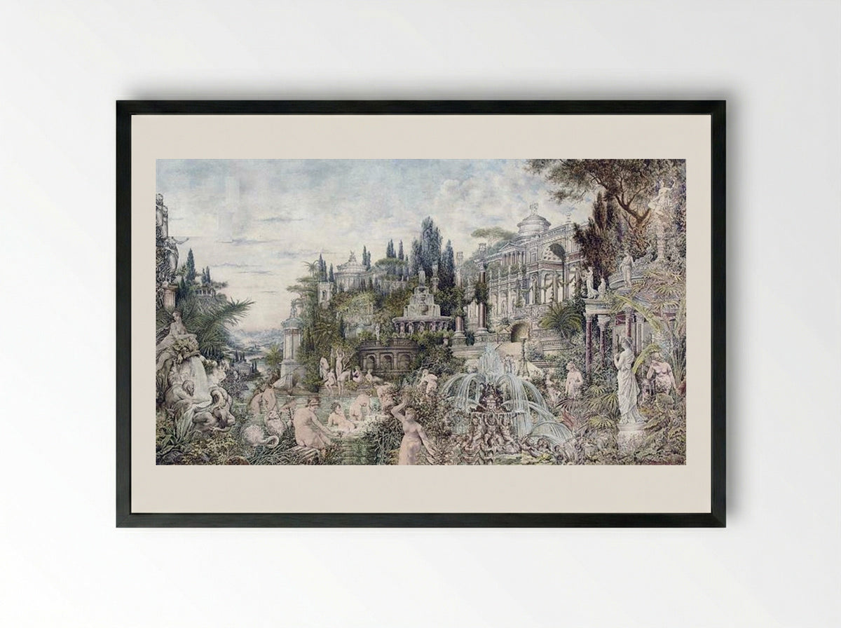 An Enchanted Garden - Wilhelm Kotarbinski - Framed Print Black