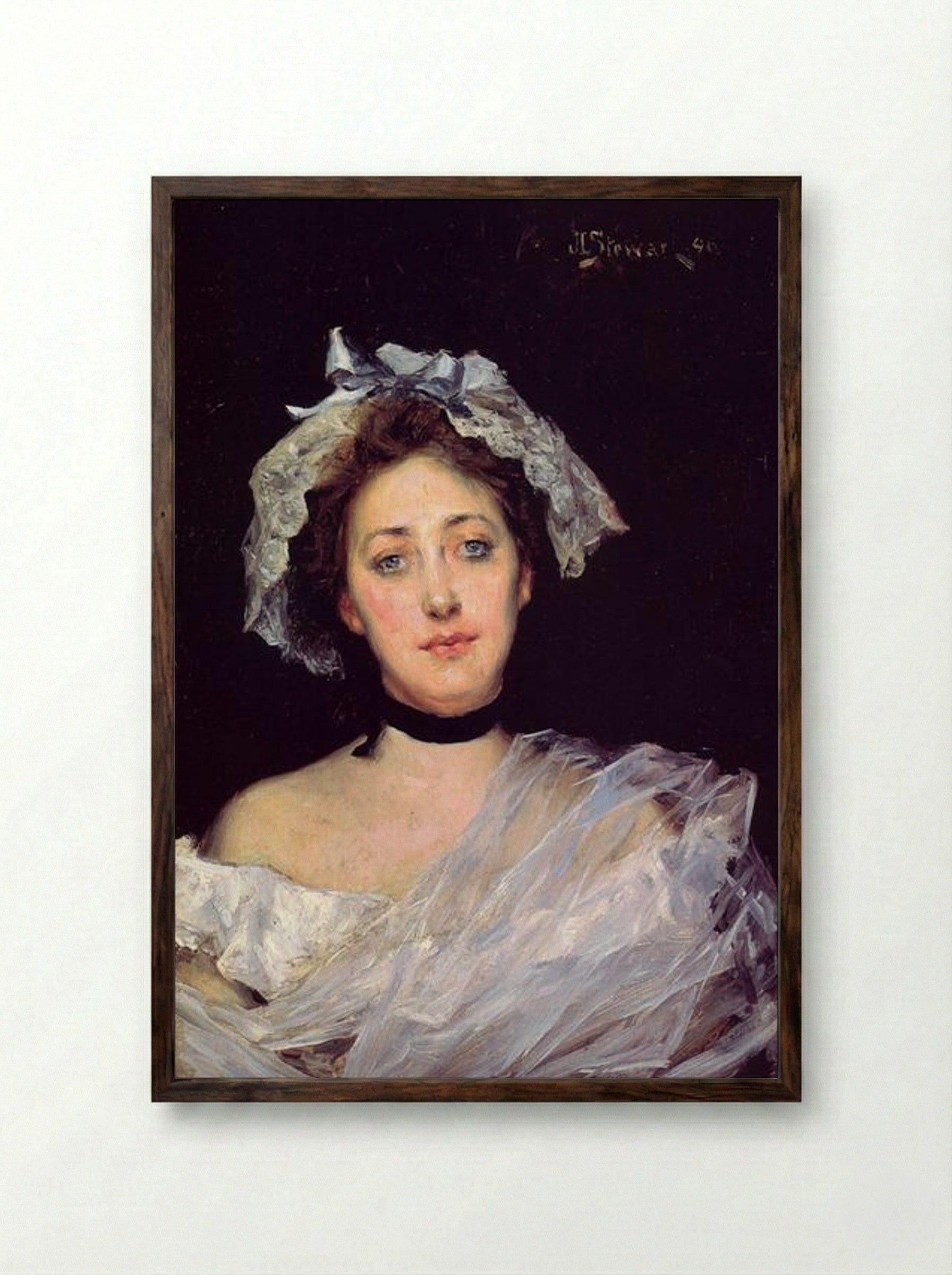 An English Lady - Julius LeBlanc Stewart - Framed Print Dark Wood