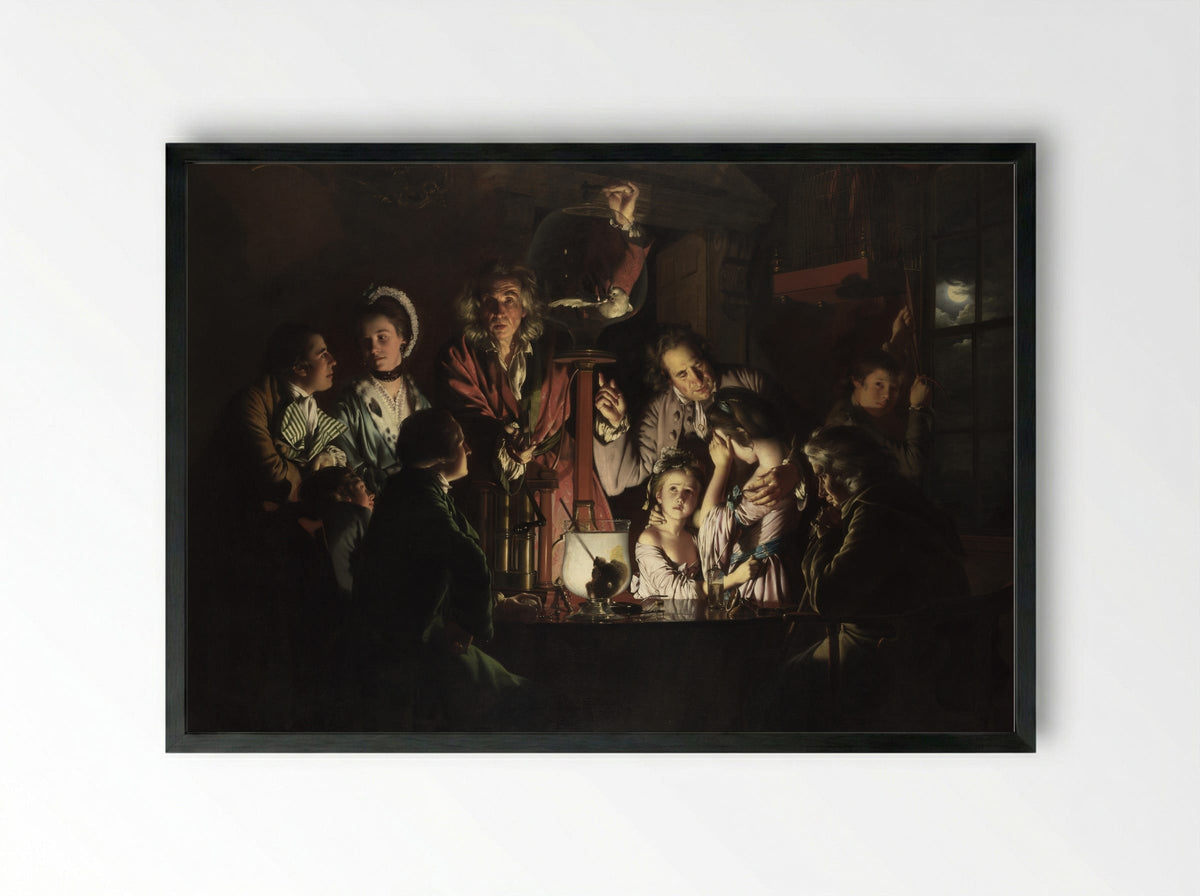 An Experiment on a Bird in the Air Pump - Joseph Wright of Derby - Framed Print Black