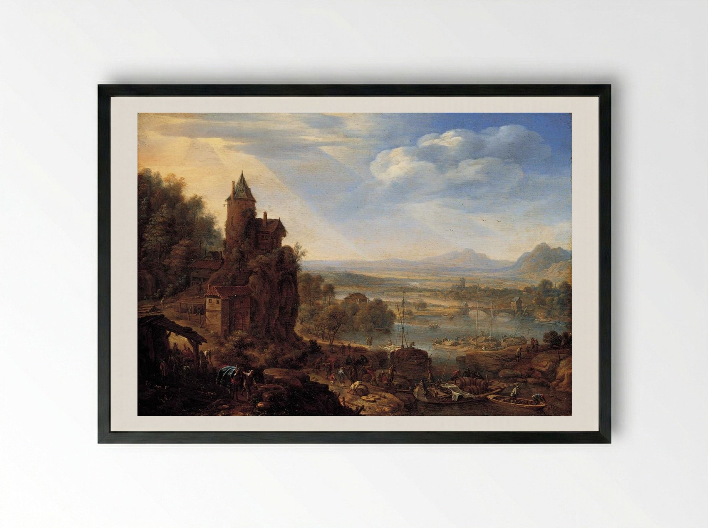 An Extensive Rhenish Landscape - Herman Saftleven - Framed Print Black