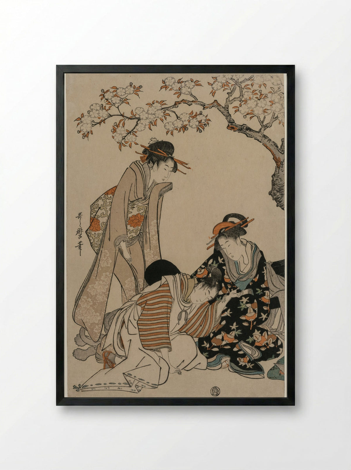 An Imperial Carriage - Kitagawa Utamaro - Framed Print Black