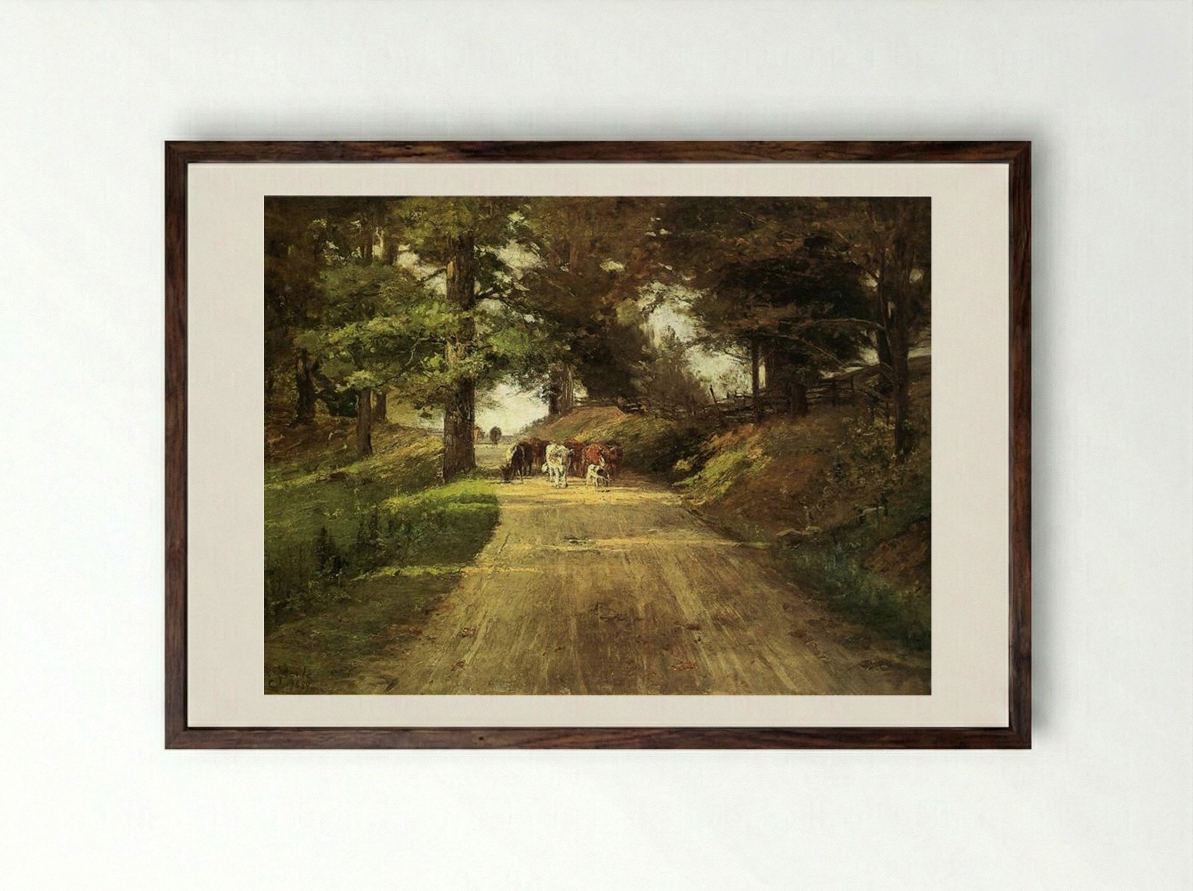 An Indiana Road - T. C. Steele - Framed Print Dark Wood
