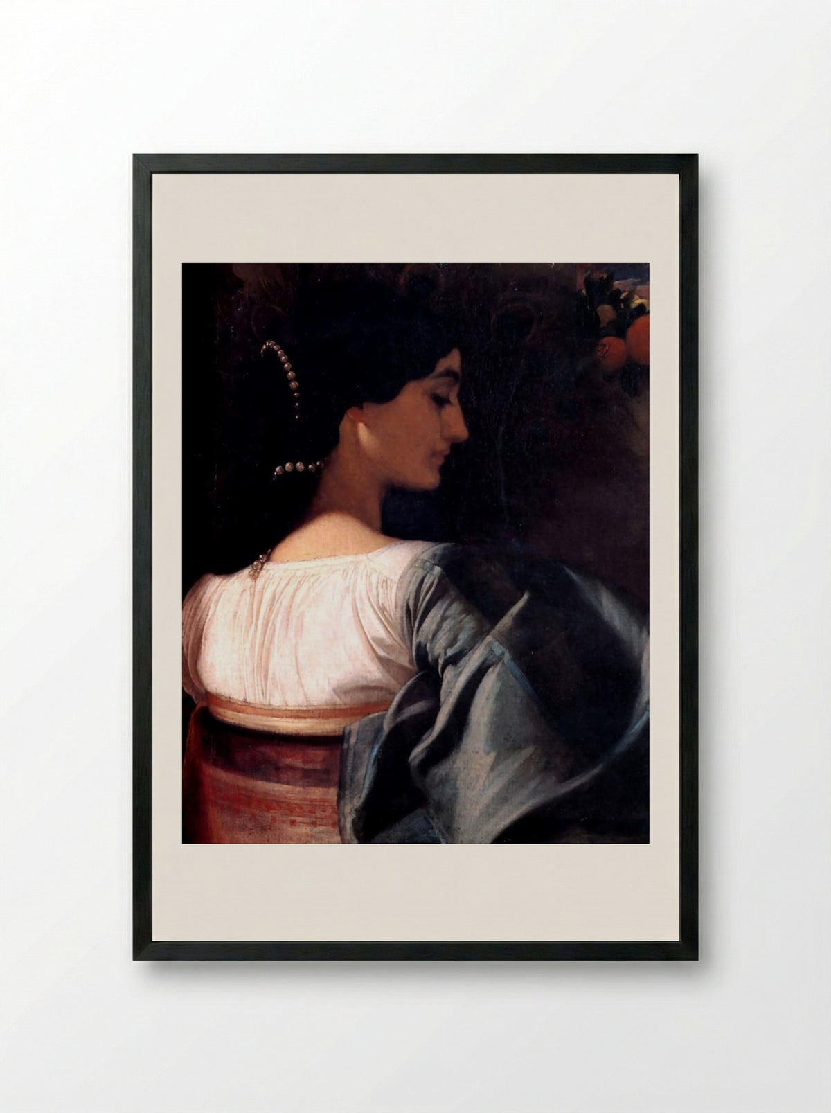 An Italian Lady - Frederic Leighton - Framed Print Black