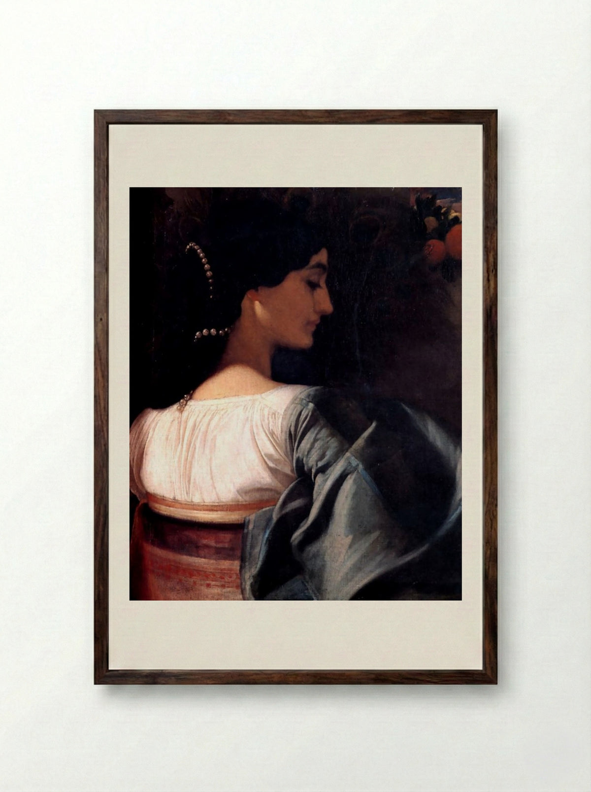 An Italian Lady - Frederic Leighton - Framed Print Dark Wood