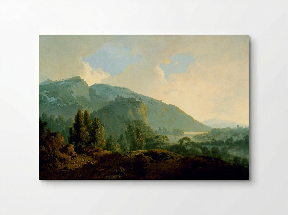 An Italian Landscape with Mountains and a River - Joseph Wright - Poster