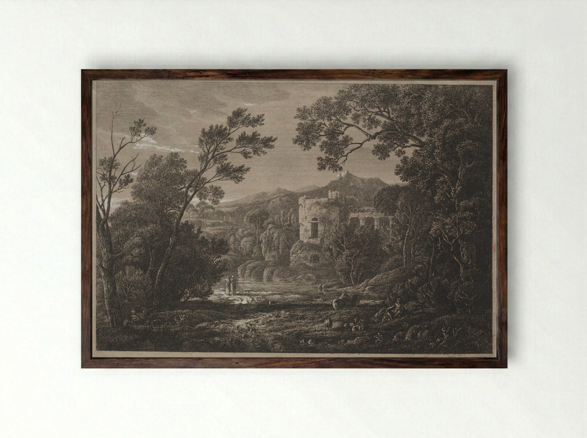 An Italian View - Joseph Rebell - Framed Print Dark Wood