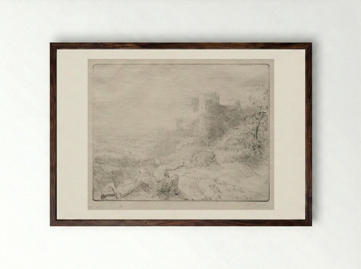 An Old Chateau - Alphonse Legros - Framed Print Dark Wood