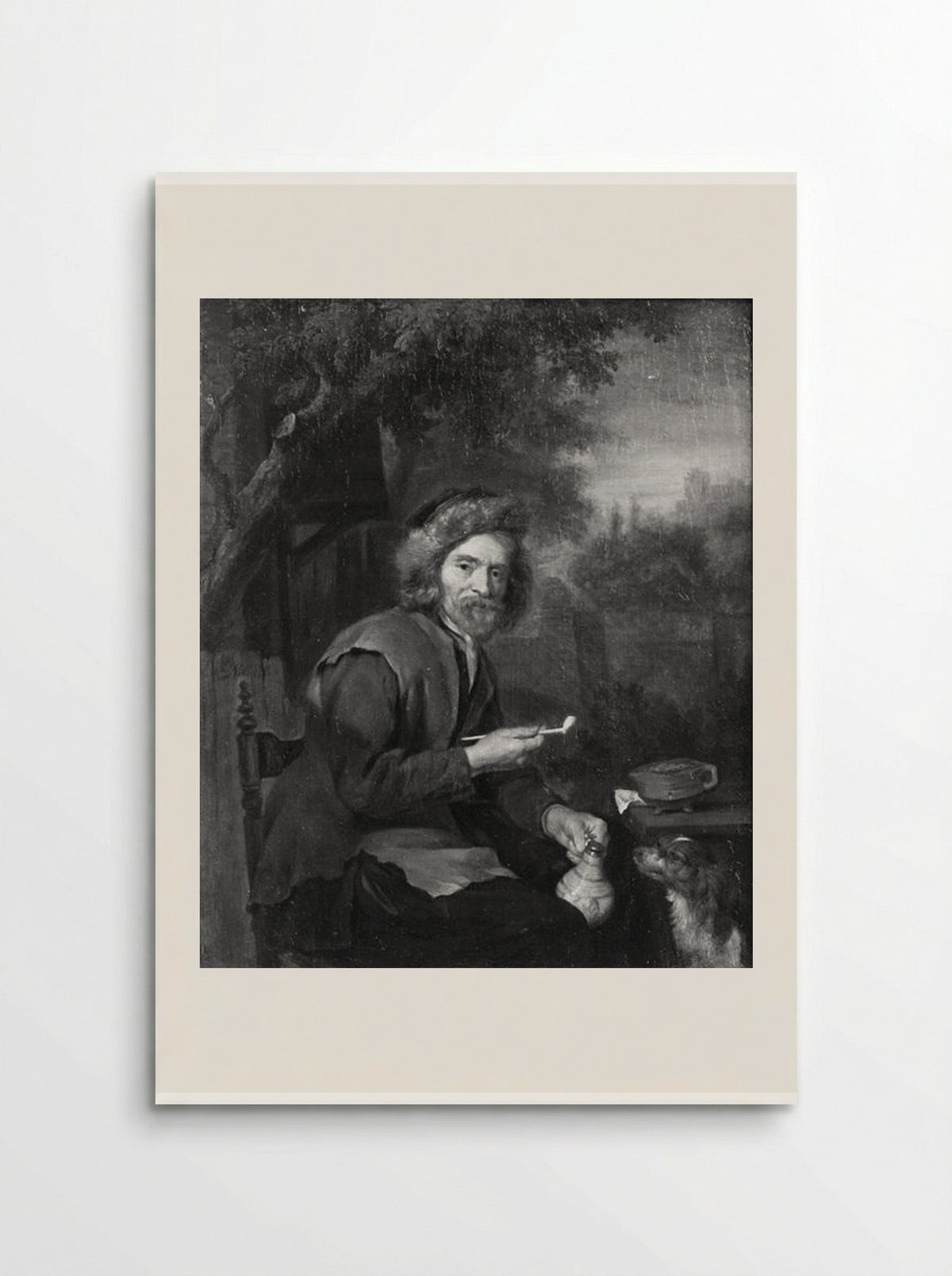 An Old Man Holding a Pipe and a Jug - Gabriel Metsu - Poster