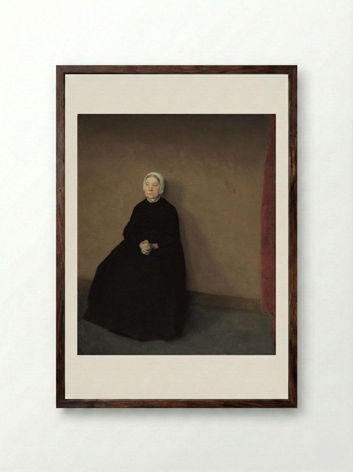 An Old Woman - Vilhelm Hammershøi - Framed Print Dark Wood