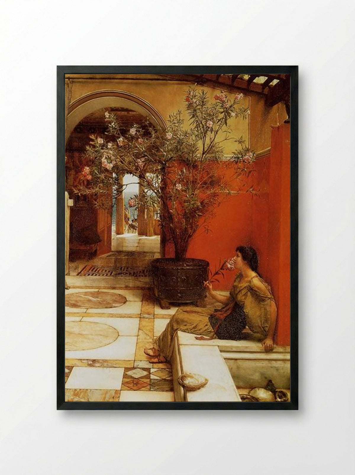 An Oleander - Sir Lawrence Alma-Tadema - Framed Print Black