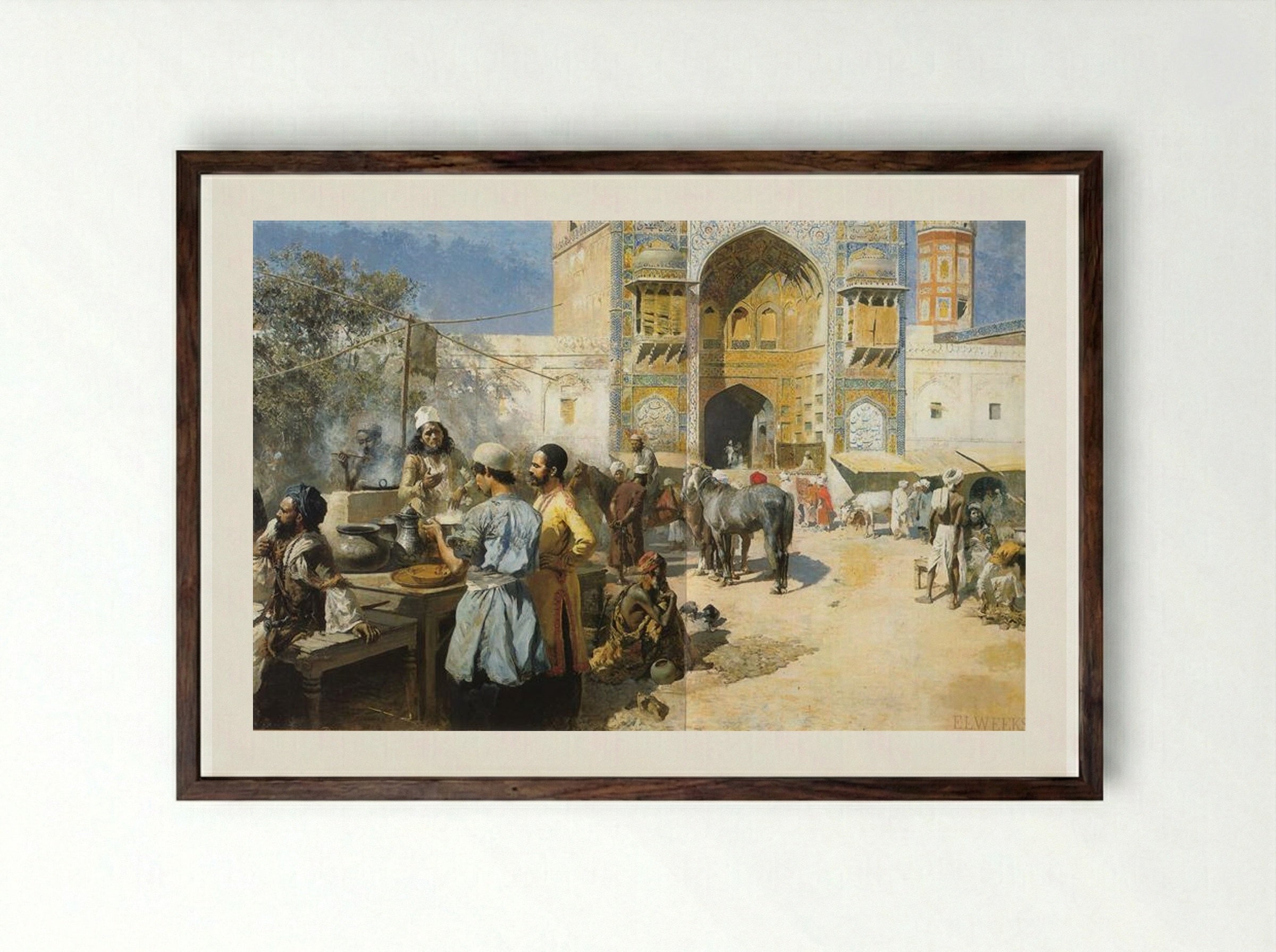 An Open Air Restaurant, Lahore - Edwin Lord Weeks - Framed Print Dark Wood