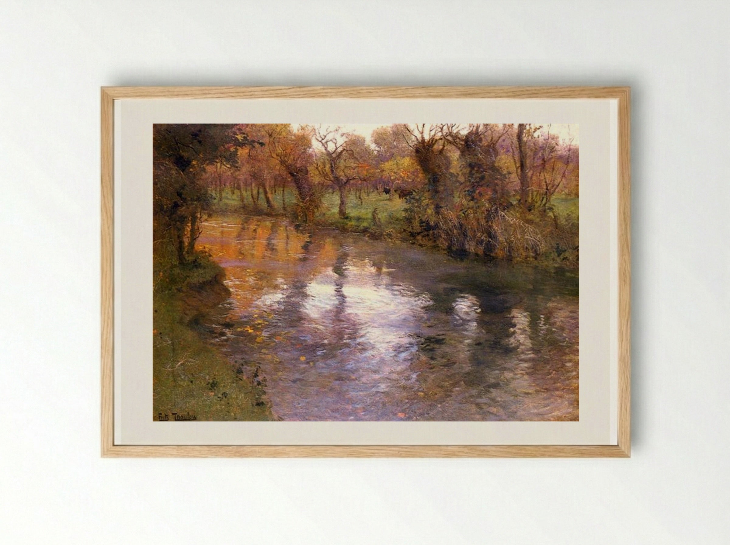 An Orchard on the Banks of a River - Frits Thaulow - Framed Print Wood