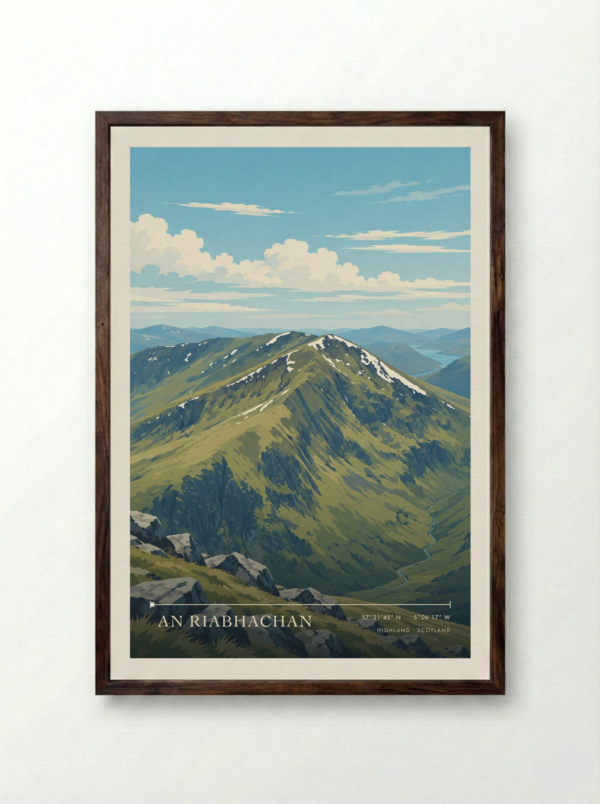 An Riabhachan, Highland | Travel Poster - Framed Print Dark Wood