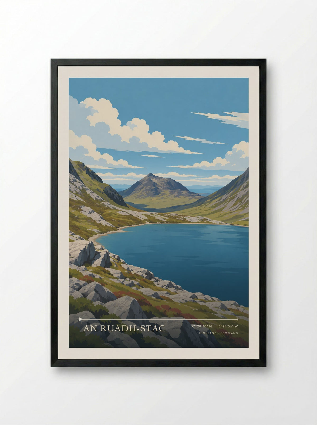 An Ruadh-Stac, Highland | Travel Poster - Framed Print Black