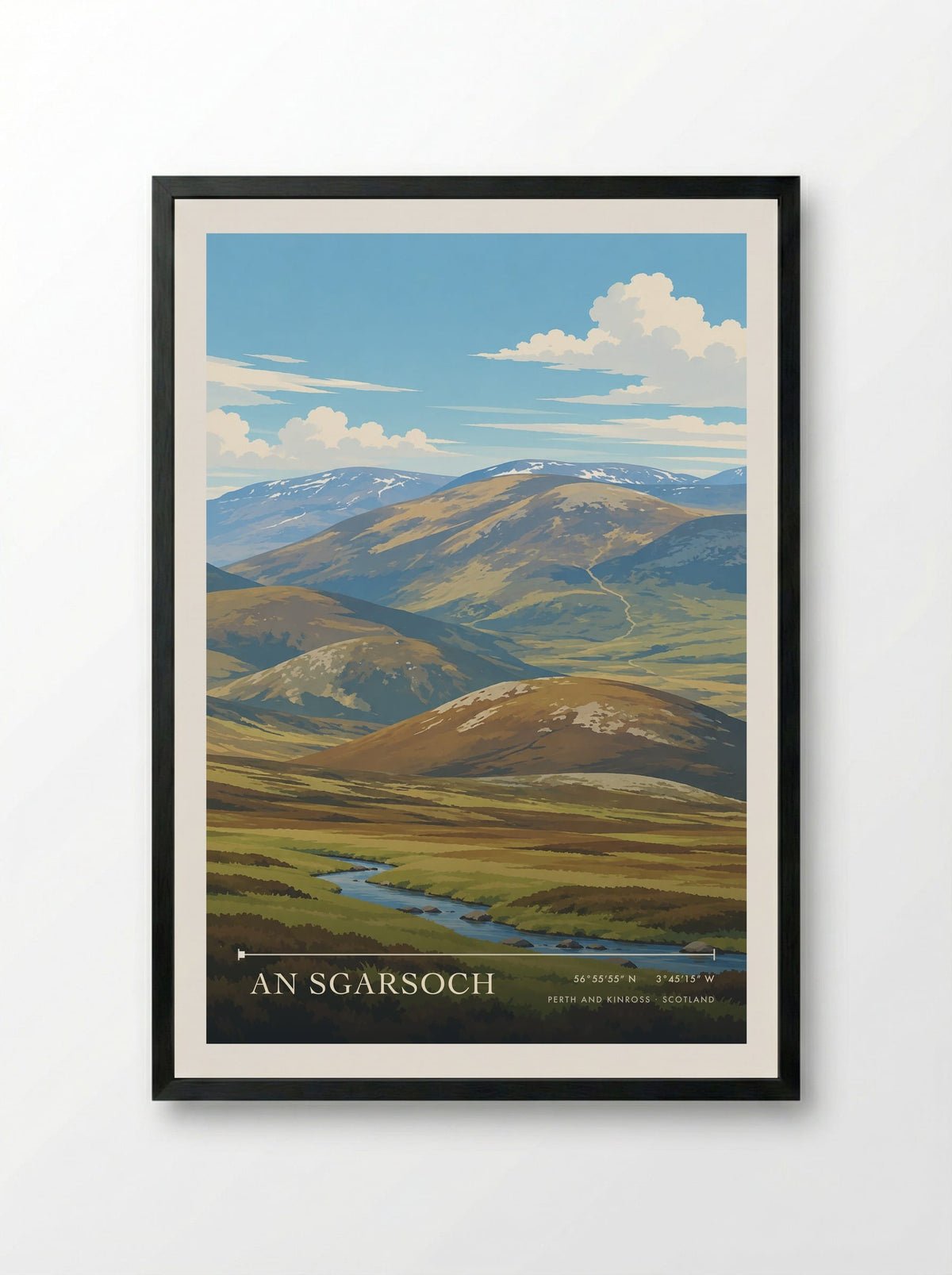 An Sgarsoch, Perth and Kinross | Travel Poster - Framed Print Black