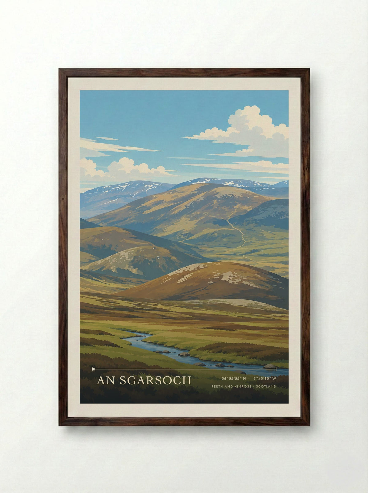 An Sgarsoch, Perth and Kinross | Travel Poster - Framed Print Dark Wood